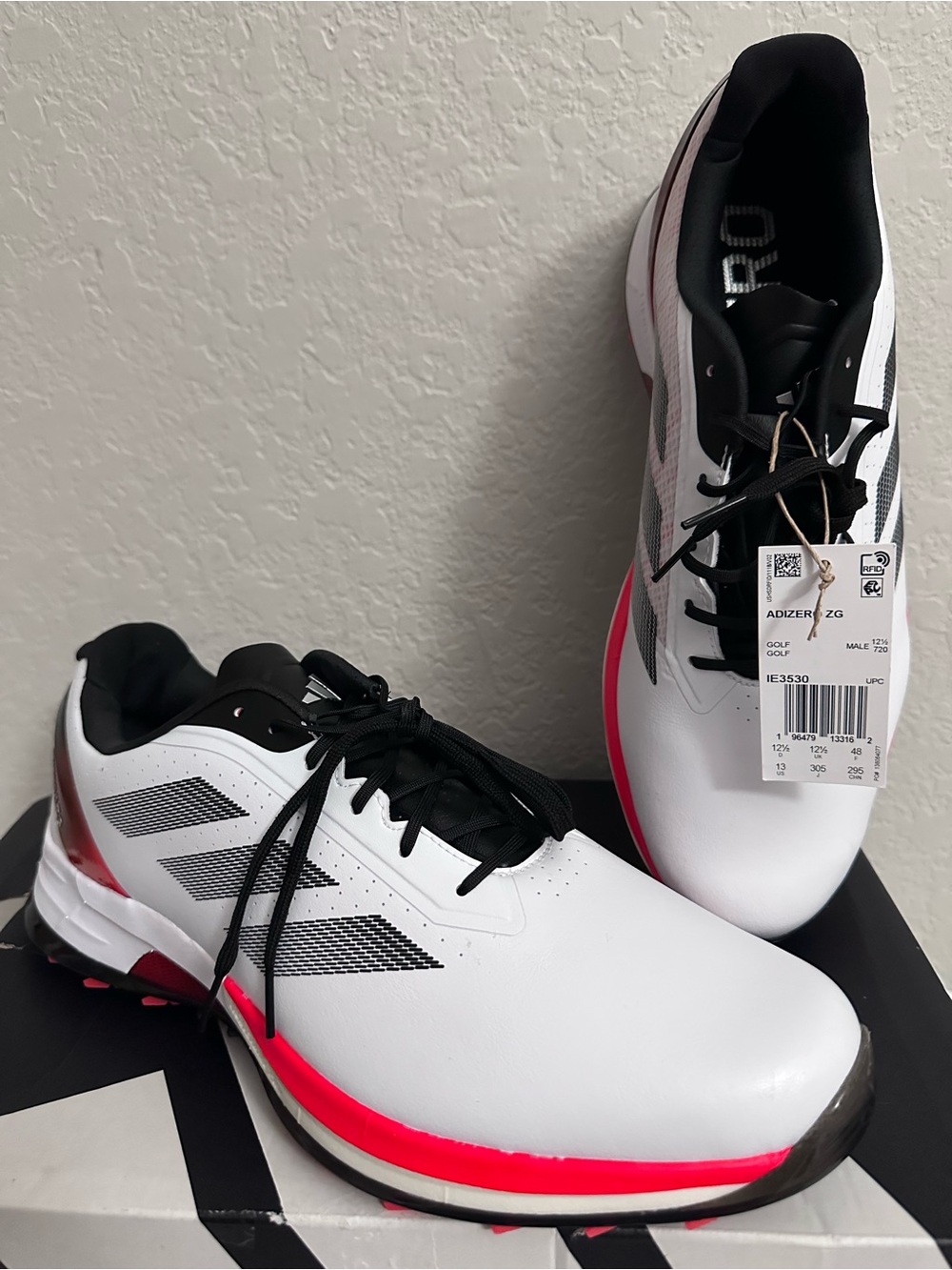 adidas Men's Adizero Zg Spikeless Golf Shoes Size 13 White/Red/Black